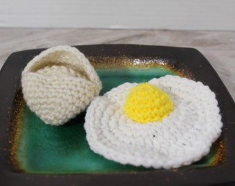 Crochet Egg in Shell: Handmade Pretend Play Food