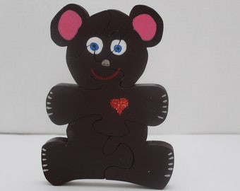 Wooden Bear Puzzle, Black Bear Puzzle, Brown Bear Puzzle, Toddler Puzzle, Educational Toy, Learning Toy, Puzzle, Wooden Educational for kids