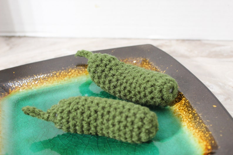 Crochet Pickle, Pickle Cucumber Play Food, Christmas Pickle, Pretend Play Food, Kitchen Baby Toy, Toy Play Kitchen, Crochet Play Food Toys image 2