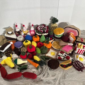 Play Food-76 pieces, Crochet Play Food, Crochet Food Toys, Pretend Play, Food, Knitted Play Food, Amigurumi Play Food, Gift, Kitchen, Toy