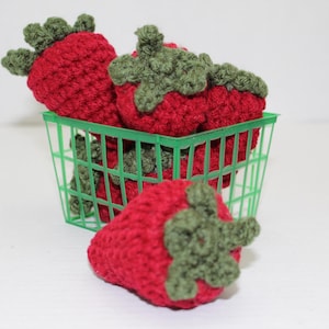 Crochet Strawberry Play Food, Crochet Fruit, Amigurumi Soft Toy, Summertime Fruit, Kids Play Kitchen, Pretend Play, Educational Toy, Gift,