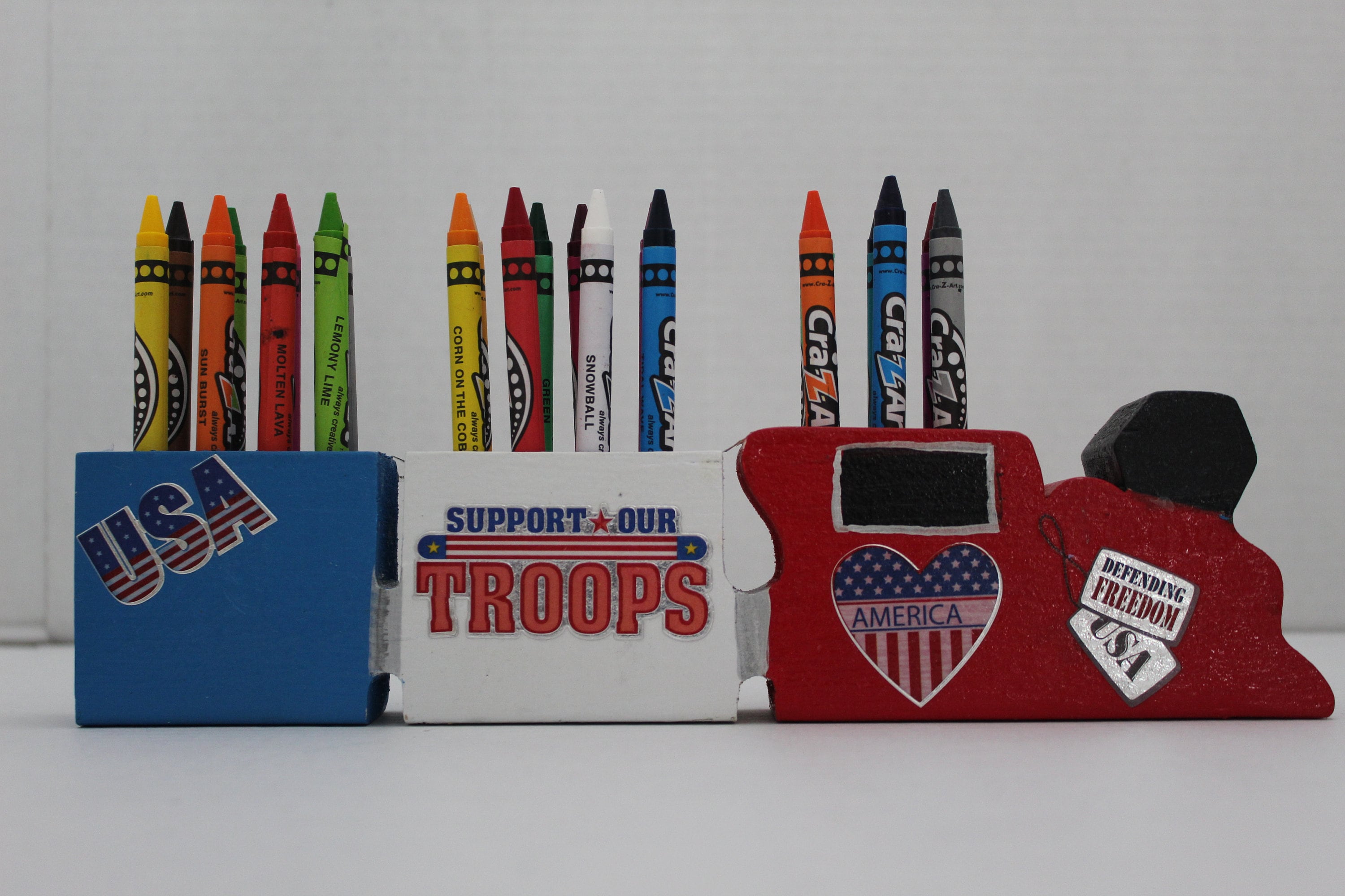 Wooden Train Crayon Holder, Military Crayon Holder, Army, Army Crayon