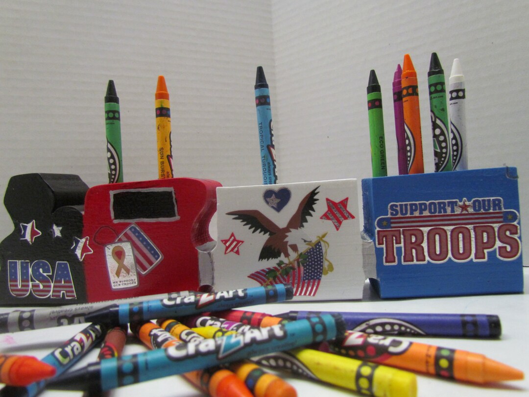 Crayon Holdertrain Crayon Holdersupport Our Troops Crayon Holder With