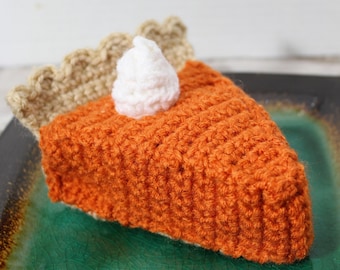 Crochet Pumpkin Pie Slice: Play Food, Thanksgiving Decor