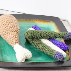 Crochet Turkey Drumstick, Asparagus Play Food, Pretend Play, Thanksgiving Decor, Kitchen Play, Foodie Gift, Thanksgiving Toy, Play Food Set