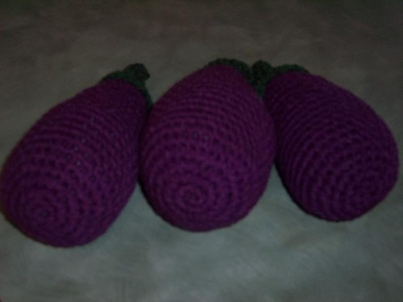 Eggplant, Crochet Eggplant, Purple Eggplant, Crochet Play Food, Crochet Vegetable, Kid's Kitchen Play Food, Educational Play, Learning Play image 7