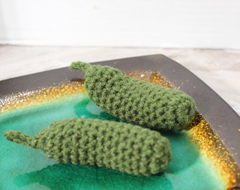 Crochet Pickle Play Food: Handmade Toy Cucumber, Set of 2