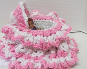 Handmade Crochet Church Purse: Amigurumi Doll Cradle with Baby Doll
