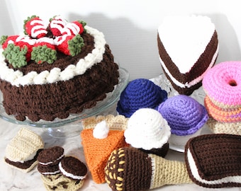 Crochet Dessert Bundle-17 pcs, Crochet Play Food, Pretend Play Food, Kitchen Baby Toy, Toy Play Kitchen, Crochet Food Toys, Amigurumi, Gift