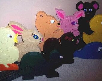 Handmade Wooden Animal Puzzle: Toddler Learning Toy