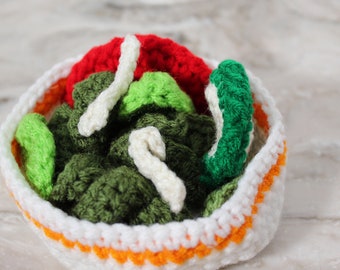 Crochet Salad Play Food, Cucumbers, Lettuce, Tomatoes, Crochet Vegetables, Pretend Play Food, Toy Play Kitchen, Crochet Food Toys, Amigurumi
