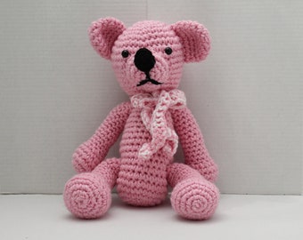 Teddy Bear, Pink, Safe Toy for Babies,Pink Yarn, Plush Toy, Stuffed Animal, Birthday, Christmas, Toy, Crochet, Amigurumi, Boy, Girl, Animal,