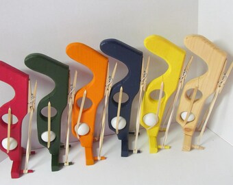 Handcrafted Wooden Ping Pong Ball Shooter, Toy Gun
