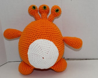 Monster, Monster Plush, Orange, White, Crochet, Safe Toddler Toy, Gift, Amigurumi, Toy