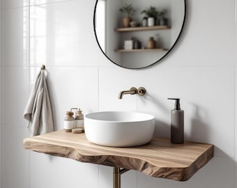 Handcrafted Bathroom Rustic Floating Vanity with Reclaimed Wood, Custom Natural Bathroom Farmhouse Vanity, Farmhouse Sink Vanity Art