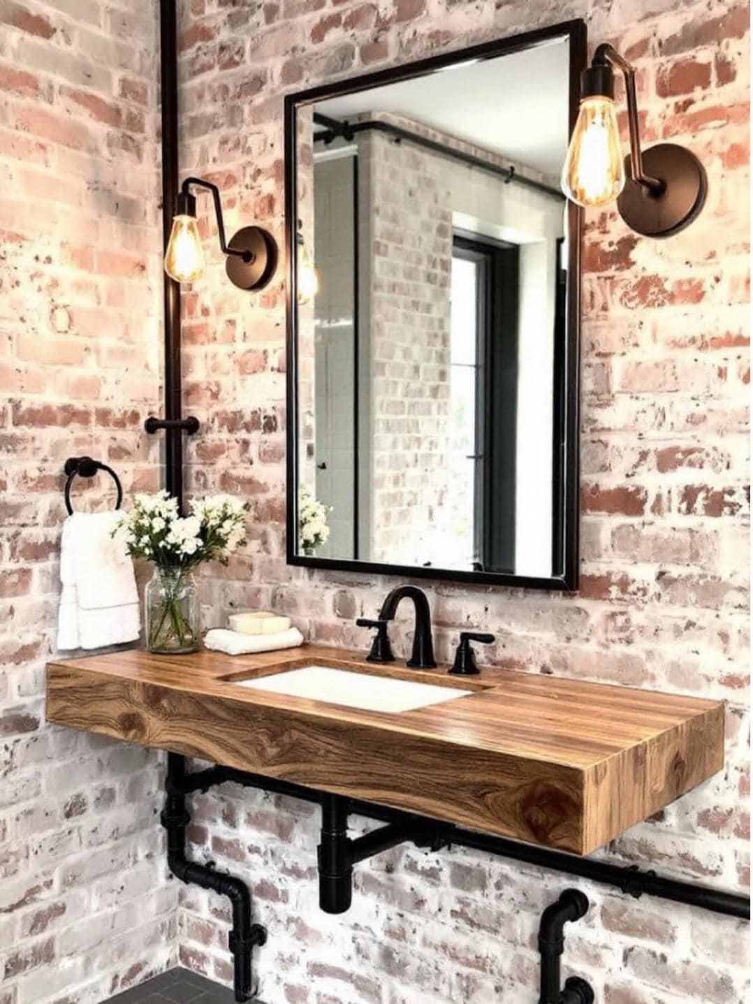 Handcrafted Bathroom Rustic Floating Vanity with Reclaimed Wood, Custom Natural Bathroom Sink Vanity, Live Edge Shelf Vanity