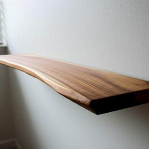 Wooden Bookshelf,Walnut Floating Shelves with Rounded Corners,Natural Wood Oak Shelf,Living Room Decor,Bracketless Shelving