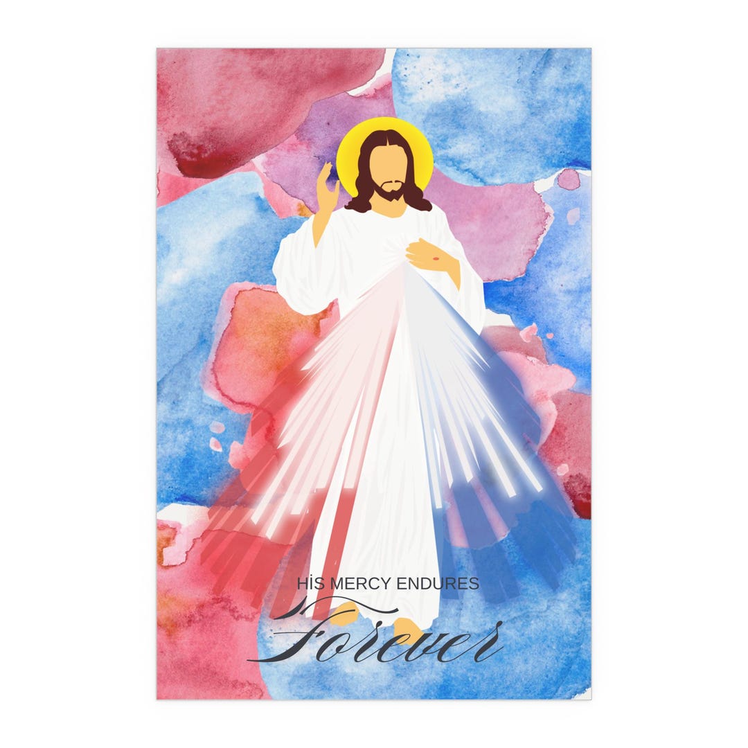 His Mercy Endures Forever, Divine Mercy Wall Art, Home Decor, Religious ...