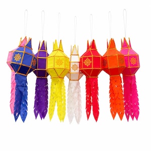 6-Inch Lanna Fabric Lantern, Handmade Thai Lantern, Traditional Hanging Decor, Cultural Home Accent, Festival Decoration
