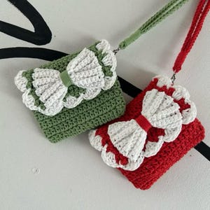 Borsa portacarte con nastro all'uncinetto, portamonete all'uncinetto, accessori fatti a mano, mini marsupio, grazioso portamonete, moda ecologica, contenitore artigianale