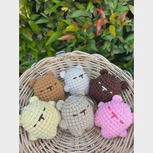 Knitted Bear Keychain – Handmade Crochet Teddy Bag Charm | Cute Plush Animal Accessory for Backpack, Purse, Keys & Gift Idea