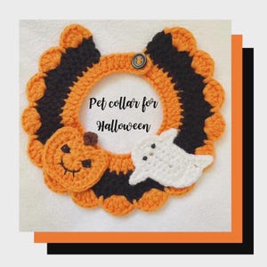 Crocheted Halloween Pet Collar – Handmade Dog or Cat Costume Accessory | Cute Yarn Collar for Pets, Spooky Season Outfit Idea