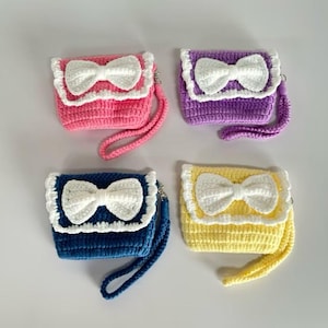 Porta biglietti con nastro all'uncinetto, porta biglietti con nastro all'uncinetto, accessori fatti a mano, mini pochette, grazioso porta monete, porta biglietti all'uncinetto fatto a mano