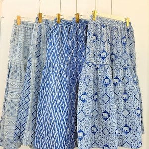 Double-Layered Long Cotton Salou Skirt – Boho Maxi Skirt with Flowing Layers – Lightweight Handmade Festival or Summer Outfit