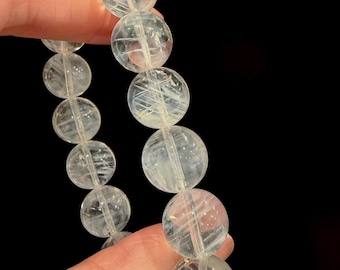 12mm Blue Feather Rutilated Quartz Beaded Bracelet
