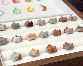 Natural Alashan Agate Tiger Spacer Charm, Carved Beads for Bracelets Necklaces, Animal Theme