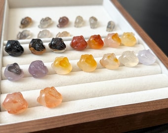 Natural Agate Bunny Bead Charms, Carved DIY Jewelry Making (Pre-Drilled)