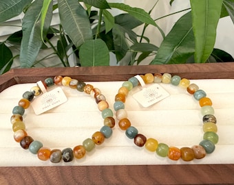 Xiu Yan Jade Beaded Bracelet, Multi Color Natural Gemstone Jewelry