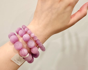 Lilac Kunzite Bracelet: Heart Chakra Healing Crystal Jewelry