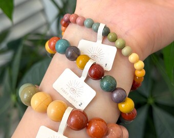 Natural Alashan Agate Rainbow Color Beaded Bracelet, Stackable Bracelet