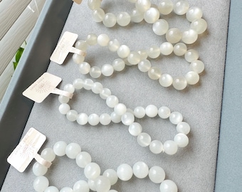 White Moonstone Beaded Bracelet: Natural Gemstone, Healing Stone