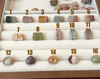 Alashan Agate Bunny Charms, Pastel Carved Beads for Jewelry Making