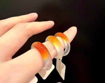 Natural Golden Yolk Agate Ring, Translucent Stone,  Statement Ring