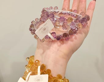 Gem Grade Faceted Teardrop Ametrine Bracelet, Ultra High Quality, Flawless Gemstone, Energy Cleansing