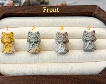 Hand Carved Alashan Agate Fox Princesses Charms, DIY Bracelet Necklace Beads, Attracts Good Luck