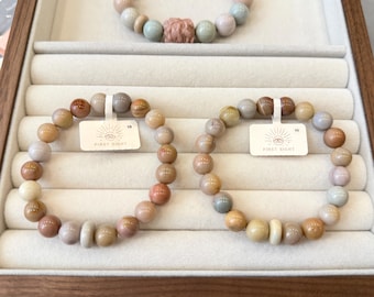 Natural Alashan Agate Beaded Bracelet Earthy Tones