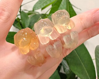 Natural Agate Dog Huggie Ring, Hand Carved Puppy Jewelry, Dog Lover Gift