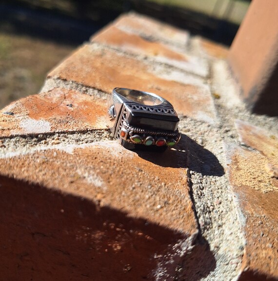 Solid Fine Silver Native American Multi Stone Sta… - image 7