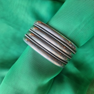 Vintage Navajo Tahe Stamped Sterling Silver Cuff Bracelet