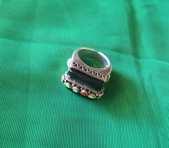 Solid Fine Silver Native American Multi Stone Sta… - image 8