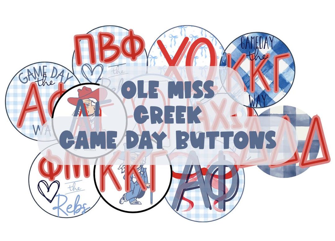 Go Greek Button Greek Ole Miss Game-day Buttons - Etsy