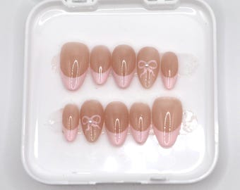 Pink French Tip Nails | Handmade Gel X Nails