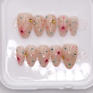 Star Sparkle Gem Nails | Handmade Gel X Nails