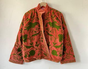 Suzani Embroidery Handmade Jacket, Velvet Suzani Jacket, Winter Wear Jacket Coat, Womens Coat, TNT Fabric Suzani Jacket, Robe, Gift For Her