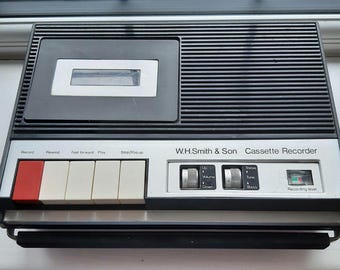 Cassette Player - W H Smith - semi-working prop / display piece.  70's / 80's vintage. Battery/ Mains. Priced accordingly.