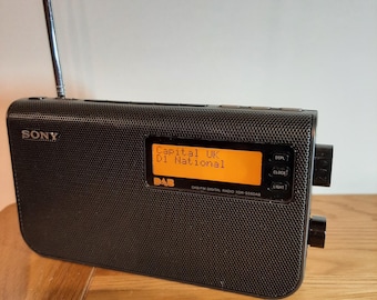 Sony XDR-S55DAB Portable Radio. DAB / FM  Compact travel radio. Digital display with backlight. Sleep timer and alarm clock. Battery 4 x aa